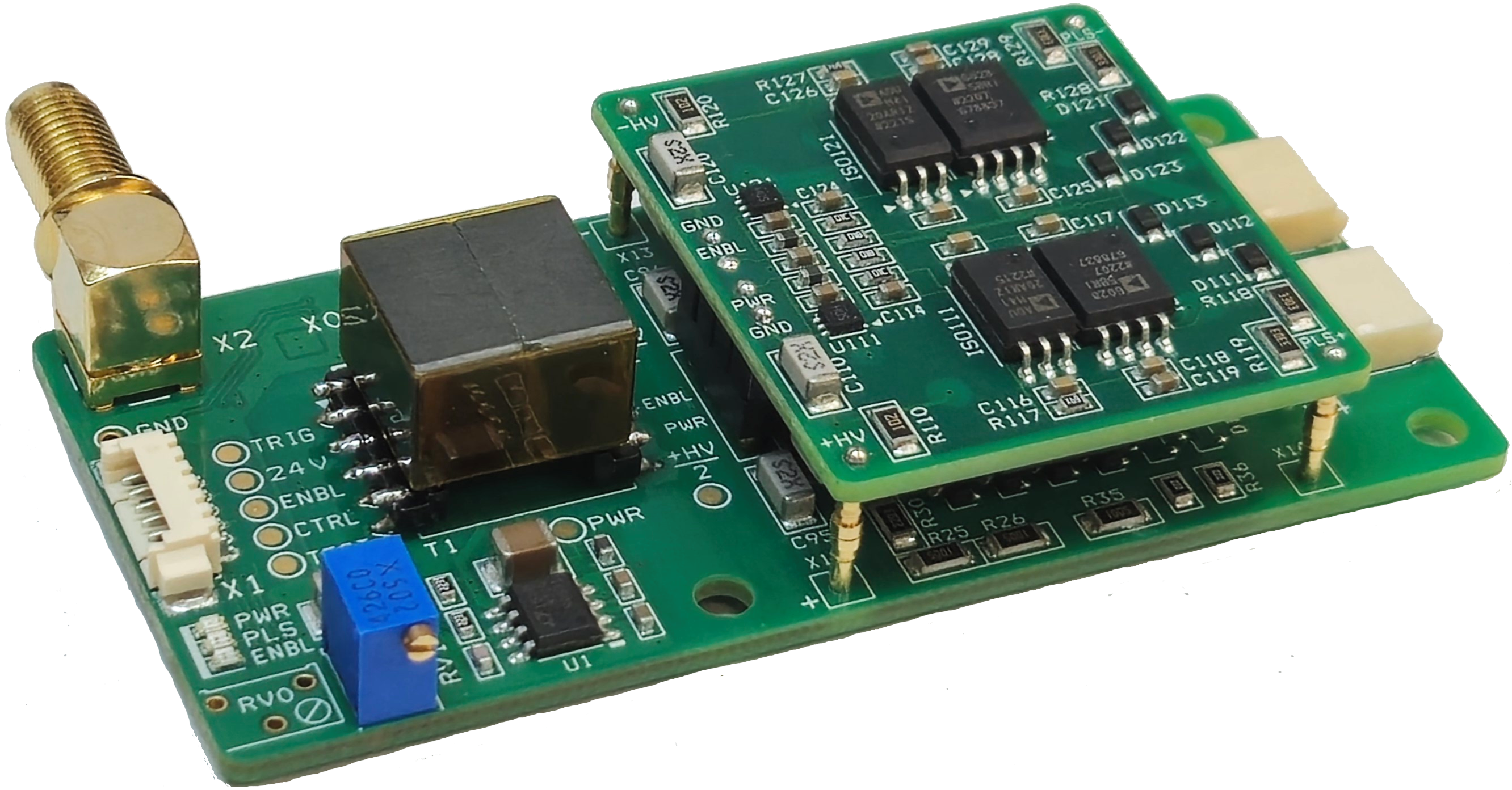 PCD-51B driver with an alternative SMA connector and potentiometer layout